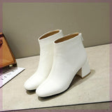 Autumn And Winter New Short Boots Square Toe Women - SANDO 