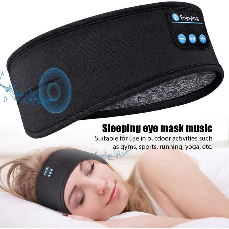 Wireless Bluetooth Sleeping Headphones Headband Thin Soft Elastic Comfortable Music Ear Phones Eye Mask For Side Sleeper Sports - SANDO 