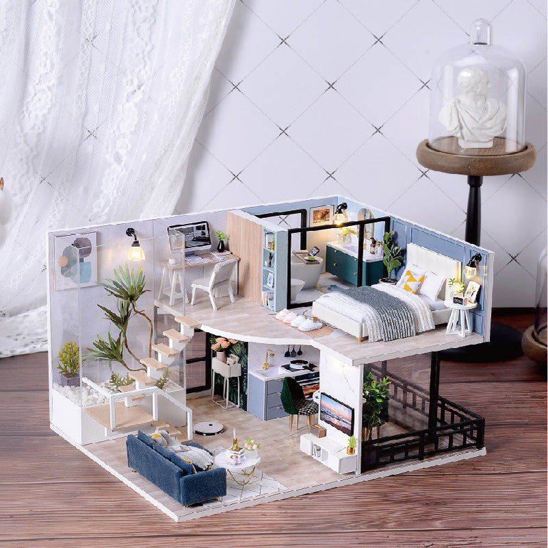 Children's Toy Handmade Diy Cottage House Building Model Modern Style Attic - SANDO 