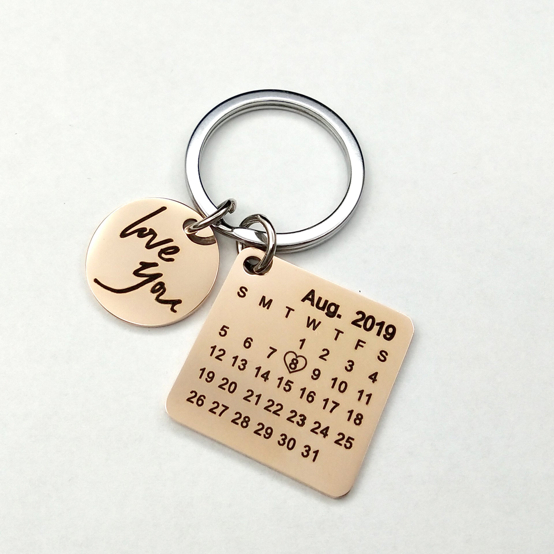 Custom DIY Personalized Calendar Keychain Hand Carved Calendar Keyring Gift For Boyfriend Girlfriend Stainless Steel Private - SANDO 