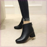 Autumn And Winter New Short Boots Square Toe Women - SANDO 