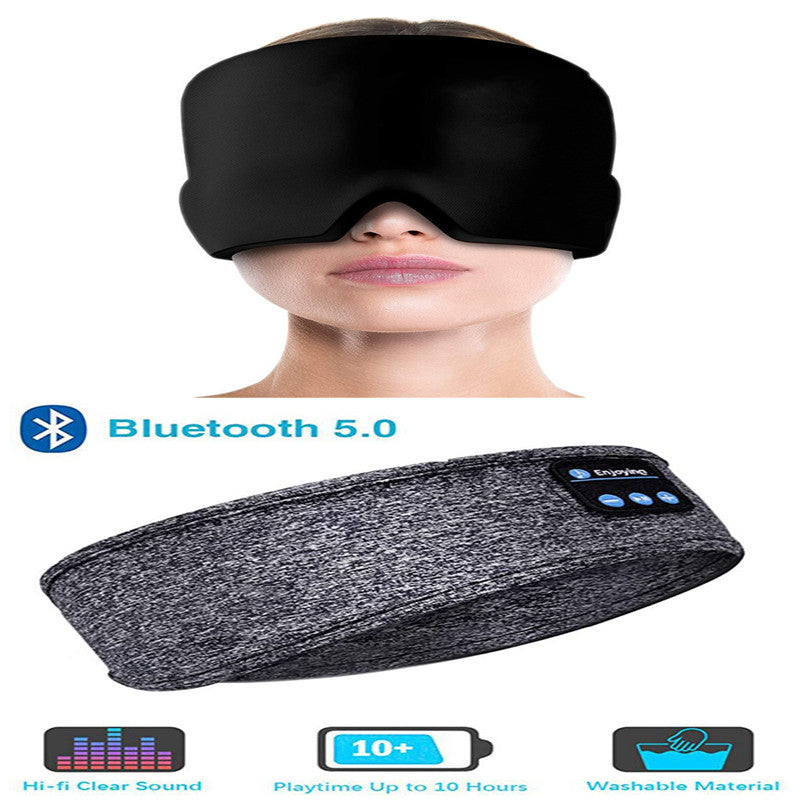 Wireless Bluetooth Sleeping Headphones Headband Thin Soft Elastic Comfortable Music Ear Phones Eye Mask For Side Sleeper Sports - SANDO 