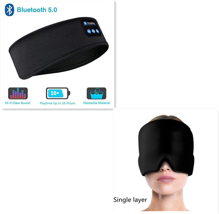 Wireless Bluetooth Sleeping Headphones Headband Thin Soft Elastic Comfortable Music Ear Phones Eye Mask For Side Sleeper Sports - SANDO 