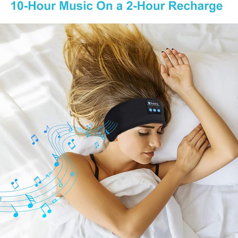 Wireless Bluetooth Sleeping Headphones Headband Thin Soft Elastic Comfortable Music Ear Phones Eye Mask For Side Sleeper Sports - SANDO 