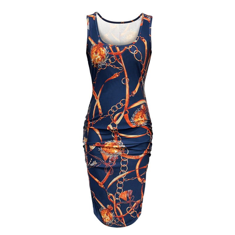 Women's Positioning Print Sleeveless Plus Size Dress - SANDO 