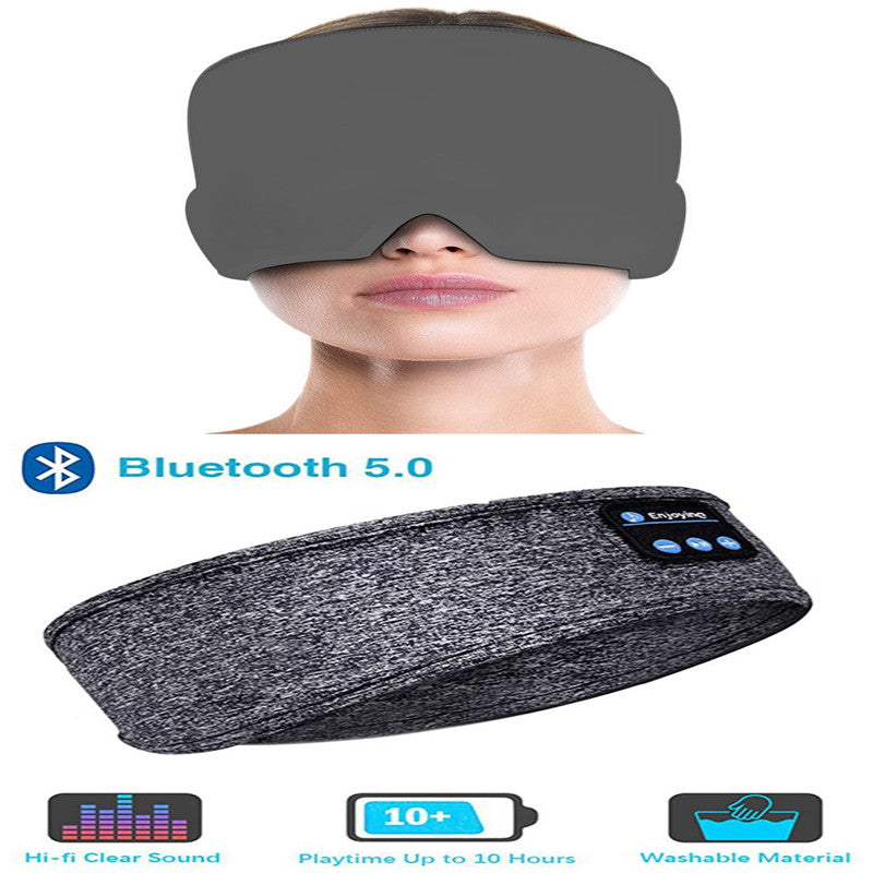 Wireless Bluetooth Sleeping Headphones Headband Thin Soft Elastic Comfortable Music Ear Phones Eye Mask For Side Sleeper Sports - SANDO 