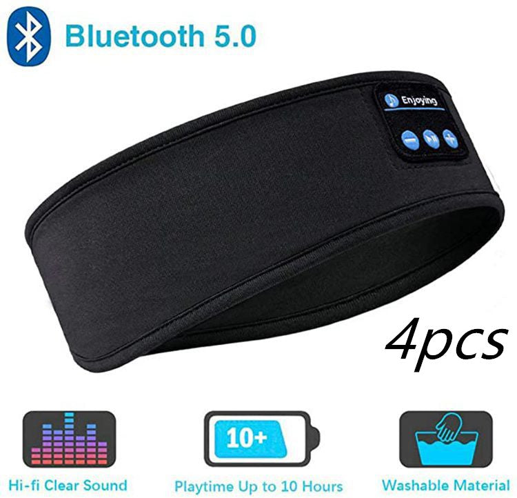 Wireless Bluetooth Sleeping Headphones Headband Thin Soft Elastic Comfortable Music Ear Phones Eye Mask For Side Sleeper Sports - SANDO 