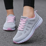 Women Casual Shoes Fashion Breathable Walking Mesh Flat Shoes Sneakers Women Gym Vulcanized Shoes White Female Footwear - SANDO 