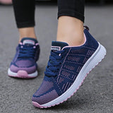 Women Casual Shoes Fashion Breathable Walking Mesh Flat Shoes Sneakers Women Gym Vulcanized Shoes White Female Footwear - SANDO 