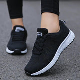 Women Casual Shoes Fashion Breathable Walking Mesh Flat Shoes Sneakers Women Gym Vulcanized Shoes White Female Footwear - SANDO 