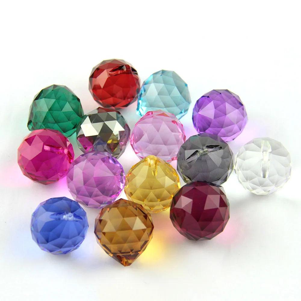 20mm/30mm/40mm 10pcs Chandelier Crystal Faceted Ball Prism Colorful Suncatcher Feng Shui Ball Glass Lamp Parts - SANDO 