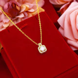 Fashion Jewelry Set Zircon Gem Pendant Chain Choker Necklace For Women Gold Color Stud Earring Statement Wedding Ring - SANDO 