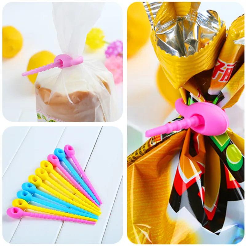 5 Pcs Food Grade Silicone Bag Ties Cable Management Zip Tie Twist All-purpose Multi-use Bag Clip Bread Tie Food Saver - SANDO 