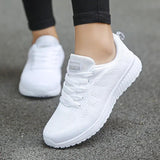 Women Casual Shoes Fashion Breathable Walking Mesh Flat Shoes Sneakers Women Gym Vulcanized Shoes White Female Footwear - SANDO 