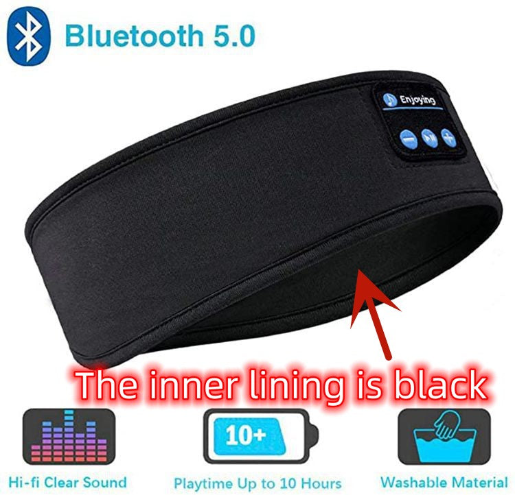 Wireless Bluetooth Sleeping Headphones Headband Thin Soft Elastic Comfortable Music Ear Phones Eye Mask For Side Sleeper Sports - SANDO 