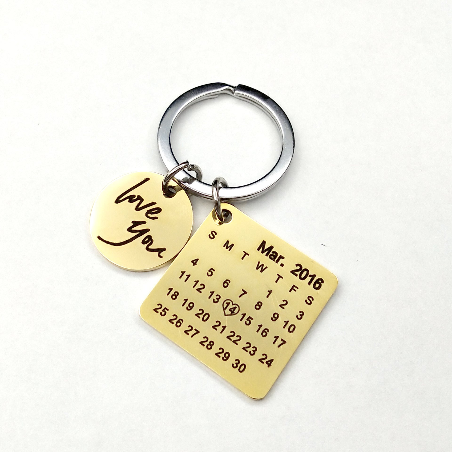 Custom DIY Personalized Calendar Keychain Hand Carved Calendar Keyring Gift For Boyfriend Girlfriend Stainless Steel Private - SANDO 