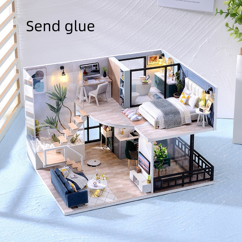 Children's Toy Handmade Diy Cottage House Building Model Modern Style Attic - SANDO 